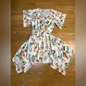 Rinascimento Long Floral Whimsey Dress Handkerchief Asymmetrical Hem Fairycore